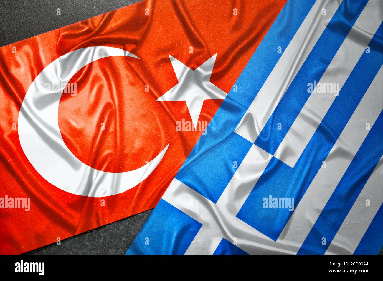 Die Flaggen der Türkei und Griechenland, Ägäis Streit Stockfoto