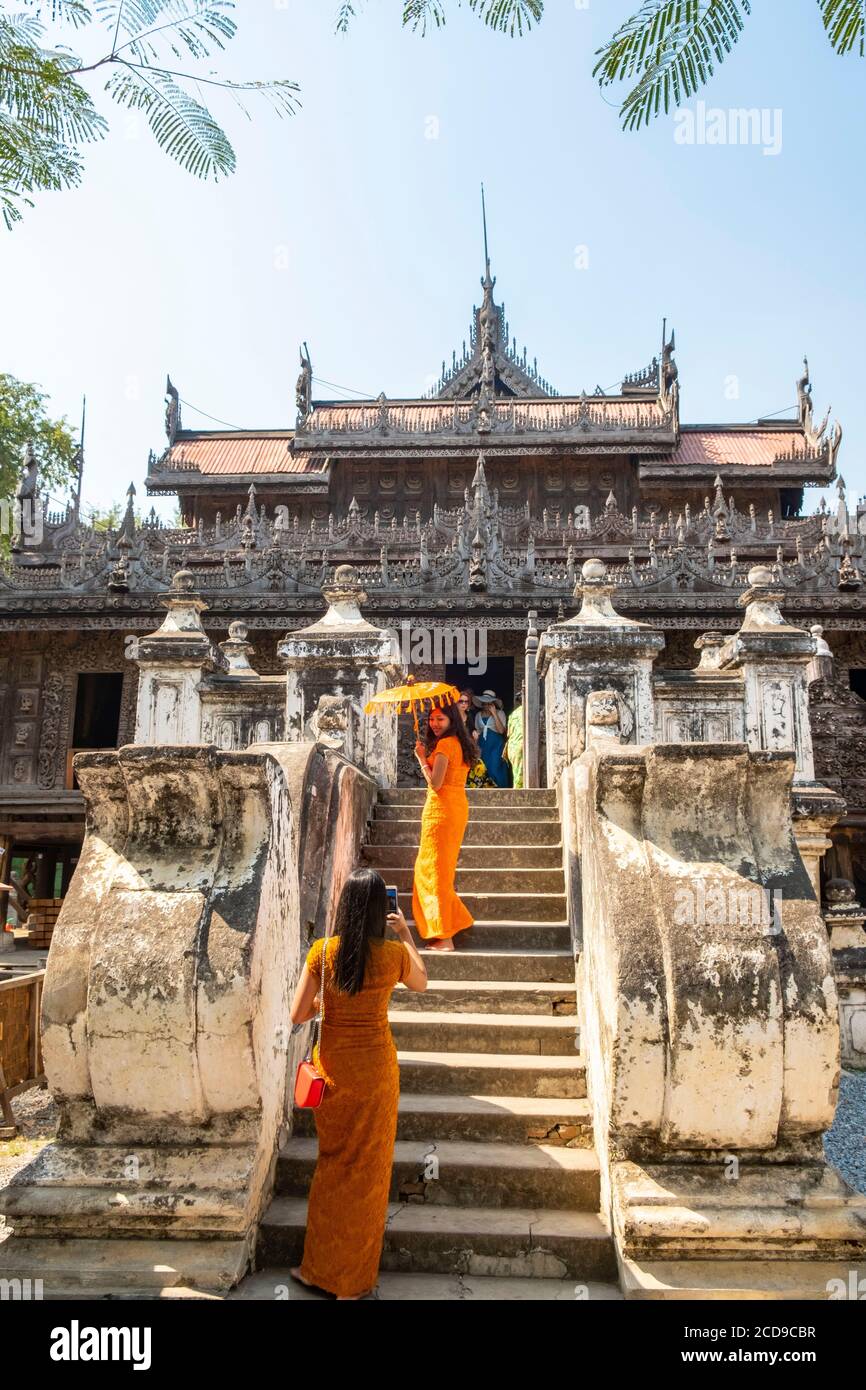 Myanmar (Burma), Mandalay Region, Mandalay City, Tek Kyaung Shwenandaw Kloster Stockfoto