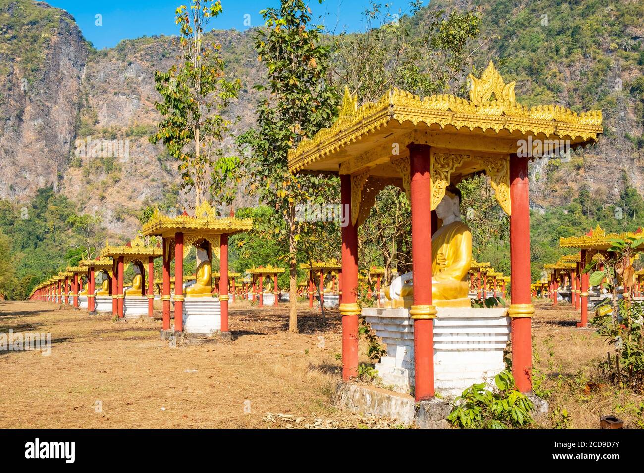 Myanmar (Burma), Karen State, hPa an, Lumbini Garden of 1000 Buddhas und Mount ZWE GA bin Stockfoto