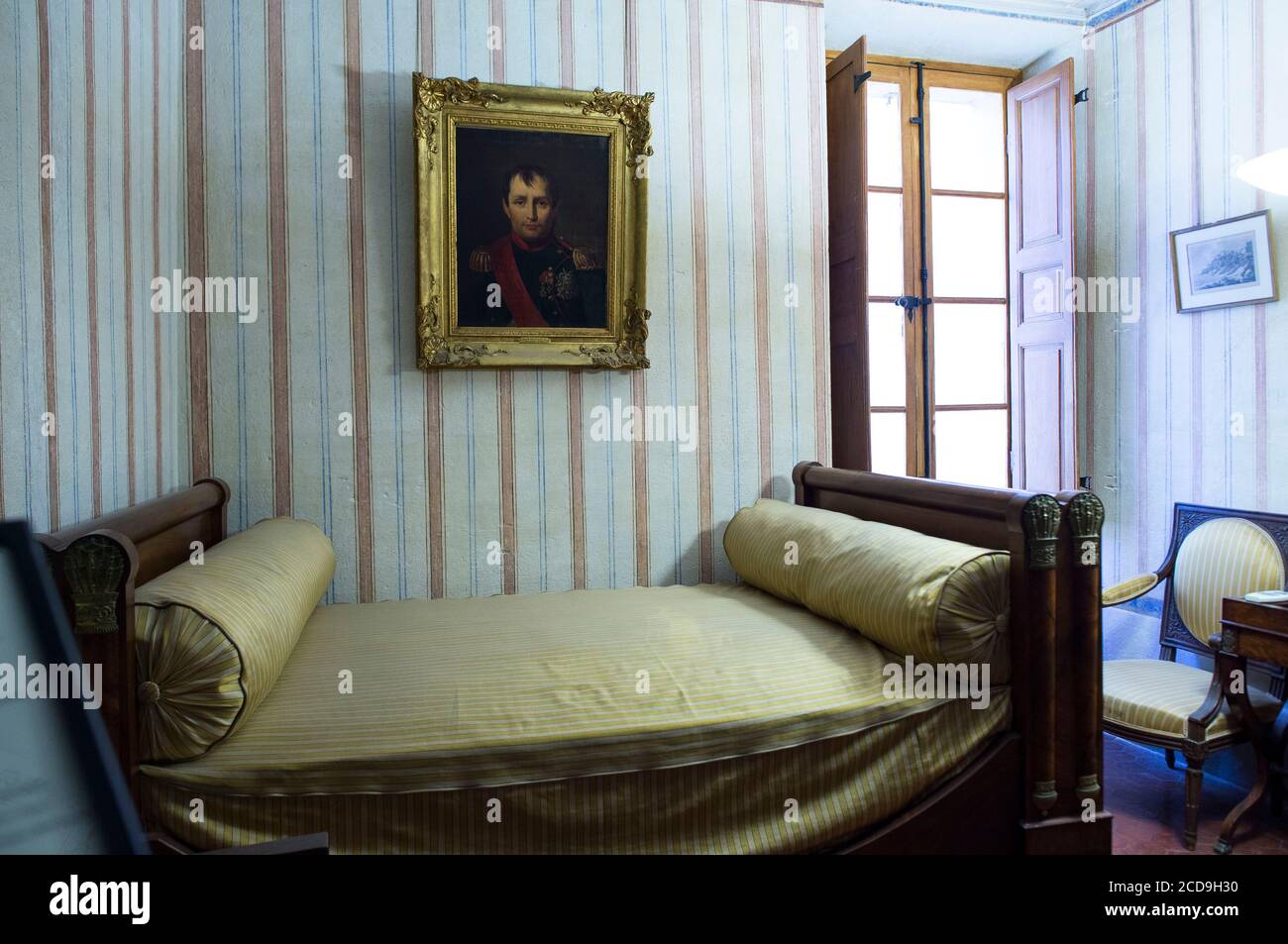 Frankreich, Corse du Sud, Ajaccio, rue Saint Charles das Nationalmuseum des Geburtshauses von Napoleon Bonaparte, sein Zimmer Stockfoto