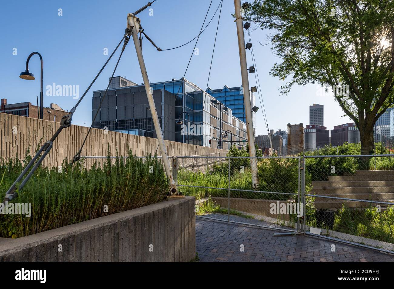 Park in der Innenstadt von Omaha wird renoviert Stockfoto
