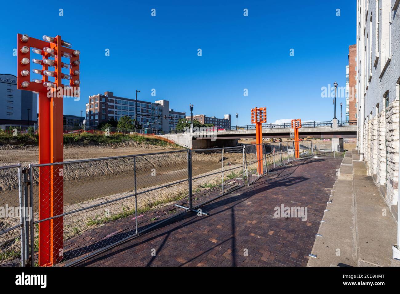 Park in der Innenstadt von Omaha wird renoviert Stockfoto