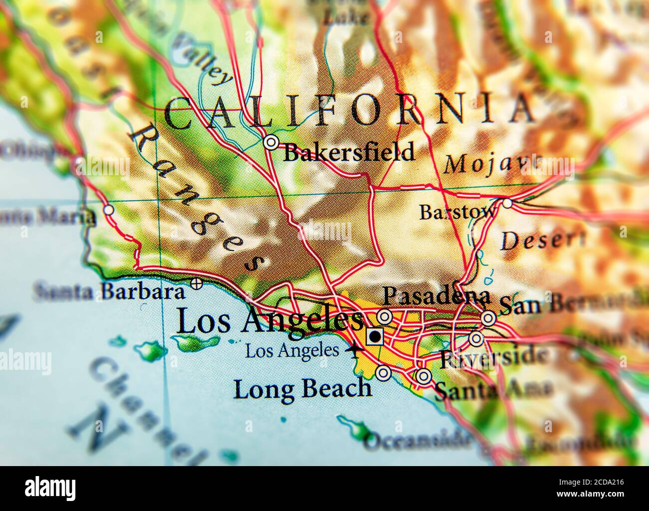 In Welchem Land Liegt Los Angeles Geographische Karte des US-Bundesstaates Los Angeles Stockfotografie