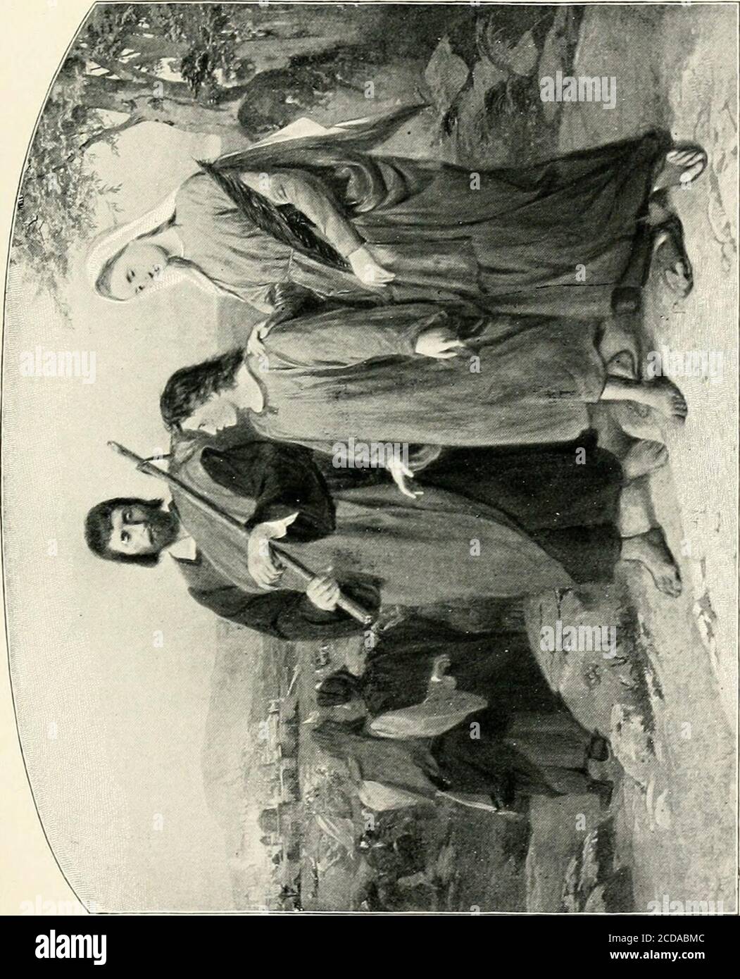 . Die Geschichte von Jesus Christus; eine Interpretation . d als phantasievolle Kindträume von dem wunderbarsten, was derErfahrung der Welt bekannt ist, in der er erzogen wurde.der Junge blickte auf die flammenden orientalischen Sterne mit Gedanken, die er mit niemandem teilte - Gedanken, die er nur halb verstehen konnte. Am vierten Tag zog die Wallfahrt towardsits Ende. Die massive Stadtmauer kam in Sicht; die meisten Umrisse der Temi^le Rose feierlich, - glänzendes Gold und blinkenden weißen Marmor. Die rowd verdickt. Shouts mieten die Luft: Jerusalem!Jerusalem! Als die Schar den heiligen Hügel erklommen hat Stockfoto