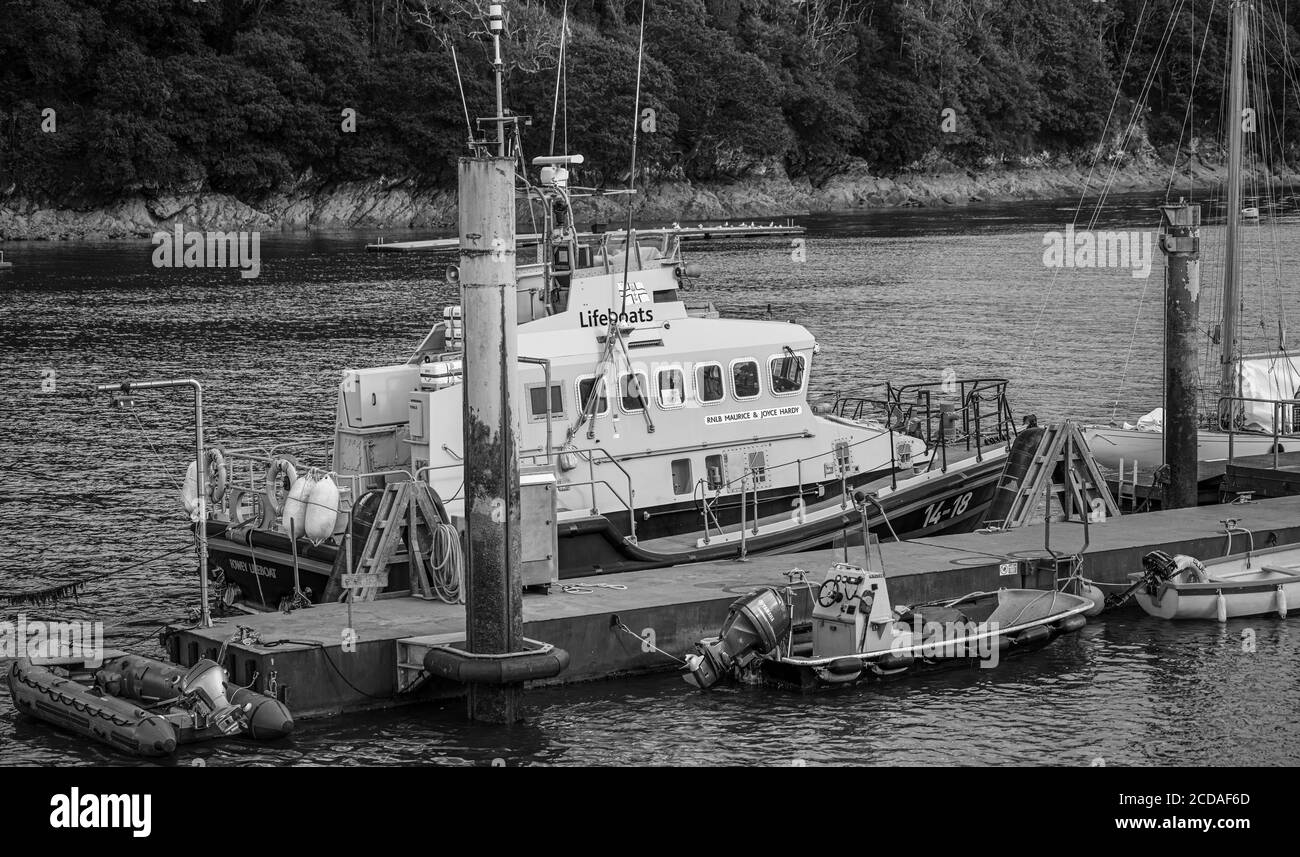 RNLI Rettungsboot Station in Fowey in Cornwall UK Stockfoto