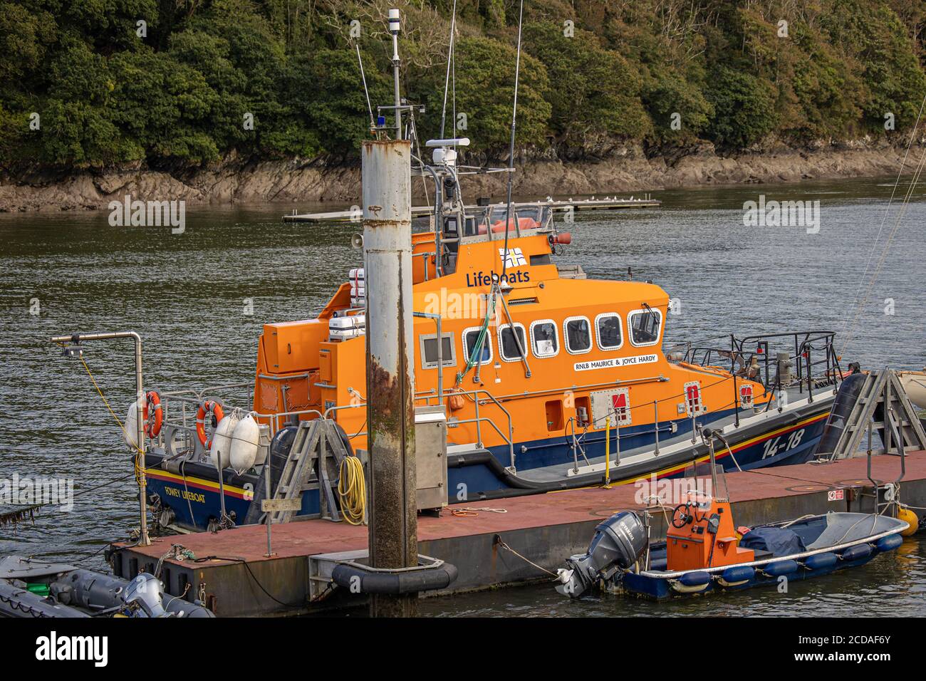 Rettungsboot in Fowey in Cornwall Stockfoto