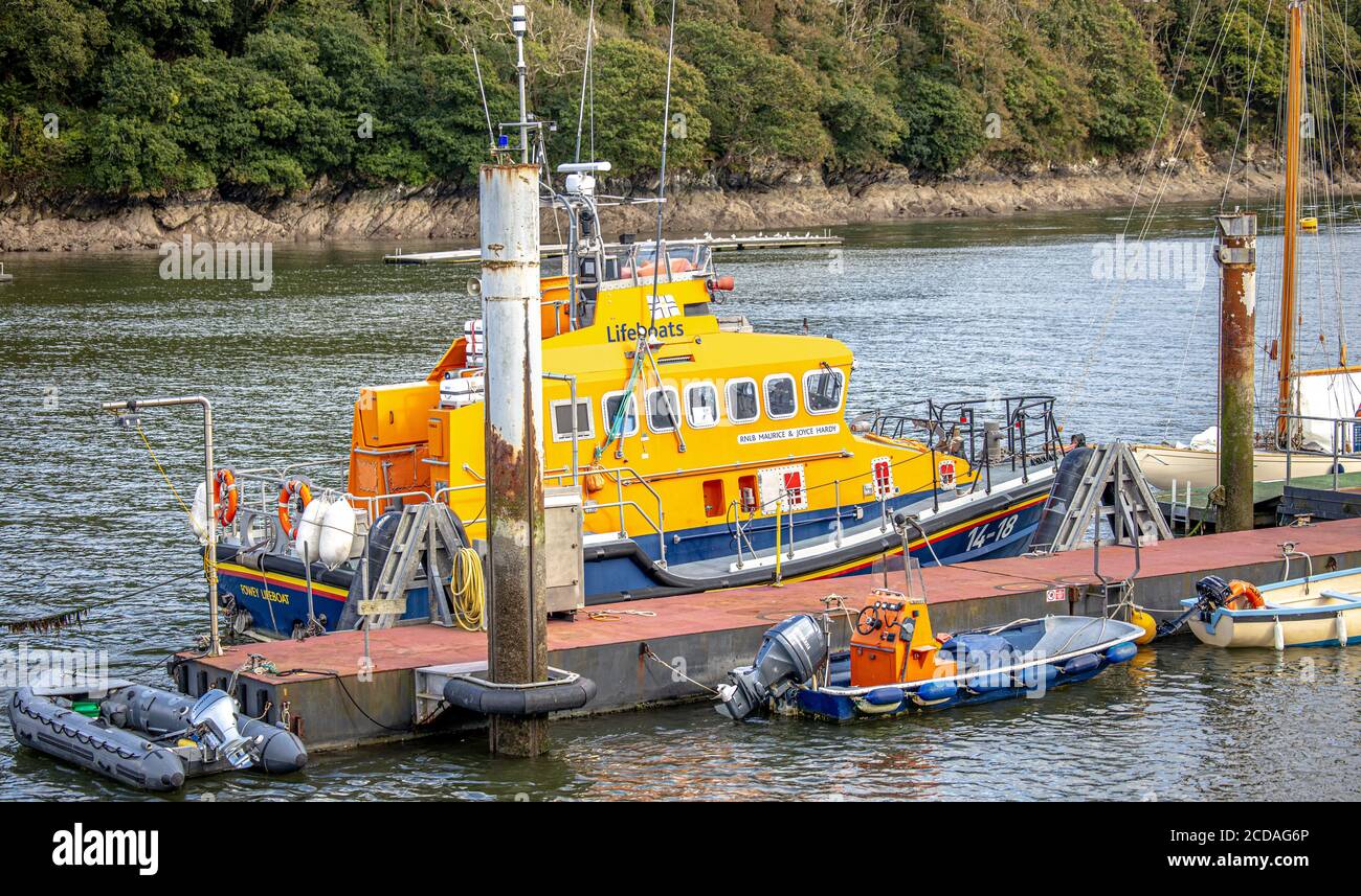 Rettungsboot in Fowey in Cornwall Stockfoto