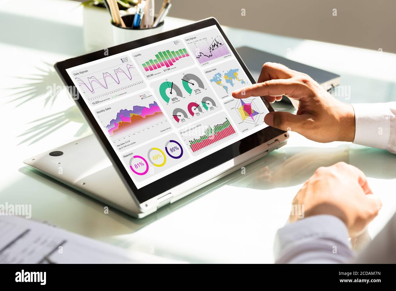 Digitale Datentechnologie. KPI Business Dashboard-Technologie Stockfoto