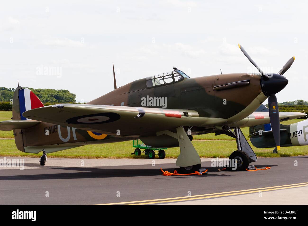 2. Weltkrieg Schlacht von Großbritannien Kampfflugzeug, Hawker Hurricane Mk1. RAF Waddington Airshow 2005. Lincolnshire, England, Vereinigtes Königreich Stockfoto