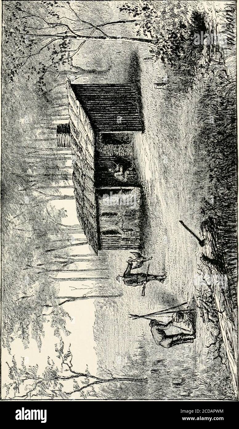 . Abraham Lincoln und der Untergang der amerikanischen Sklaverei . Das Erste Buch Der Jungen. INDIANA war in die Union als Staat zugelassen worden, und die Flut der Einwanderung, die in die neuen Statewas voll und weit verbreitet wurde. Aber Nachbarn waren nicht unangenehm in der Nähe der Lincolns in ihrem neuen Zuhause. Die eingesessene Familie, die bei seinem ersten Besuch Thomas Lincoln ihr Eigentum aufnahm, das für einen der zerstreuten Siedler verantwortlich war, schob sich in die Wildnis, wo sie auf einem Grassyknoll im Herzen des unbetretenen Waldes den Ort ihres zukünftigen Wohnortes fixedupon. Ein leichtes Jägerlager war all das Stockfoto