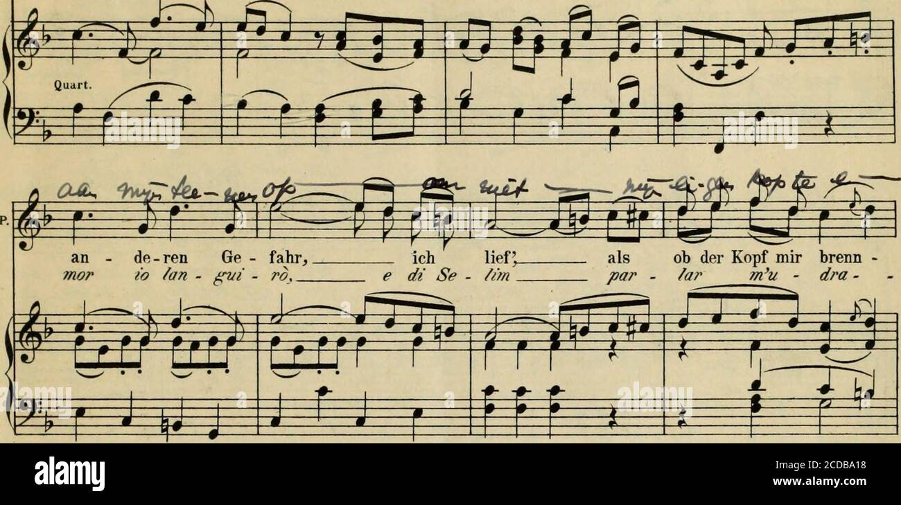 . Die Entführung aus dem Serail : komische Oper in 3 Akten . Edition Peters. 155 m ^«^^ka»» »&gt;^ ^ Jua^ 1^ lb^^ Jl ^M ver-ges - sen können-te, wie nah ich am Er - dros - sein war,ar non POS - so ma - i qua/ a - fro or - ror ne mi - noe - cfè ! Und Luft derTe -Co da ?. te. Wer so viel Huld ver-ges - sen ?. i/n .« ^an cor Chi può scor- kann, den sehman mit Ver- ach-tung non dev o - nor Mai me- ri - Stockfoto