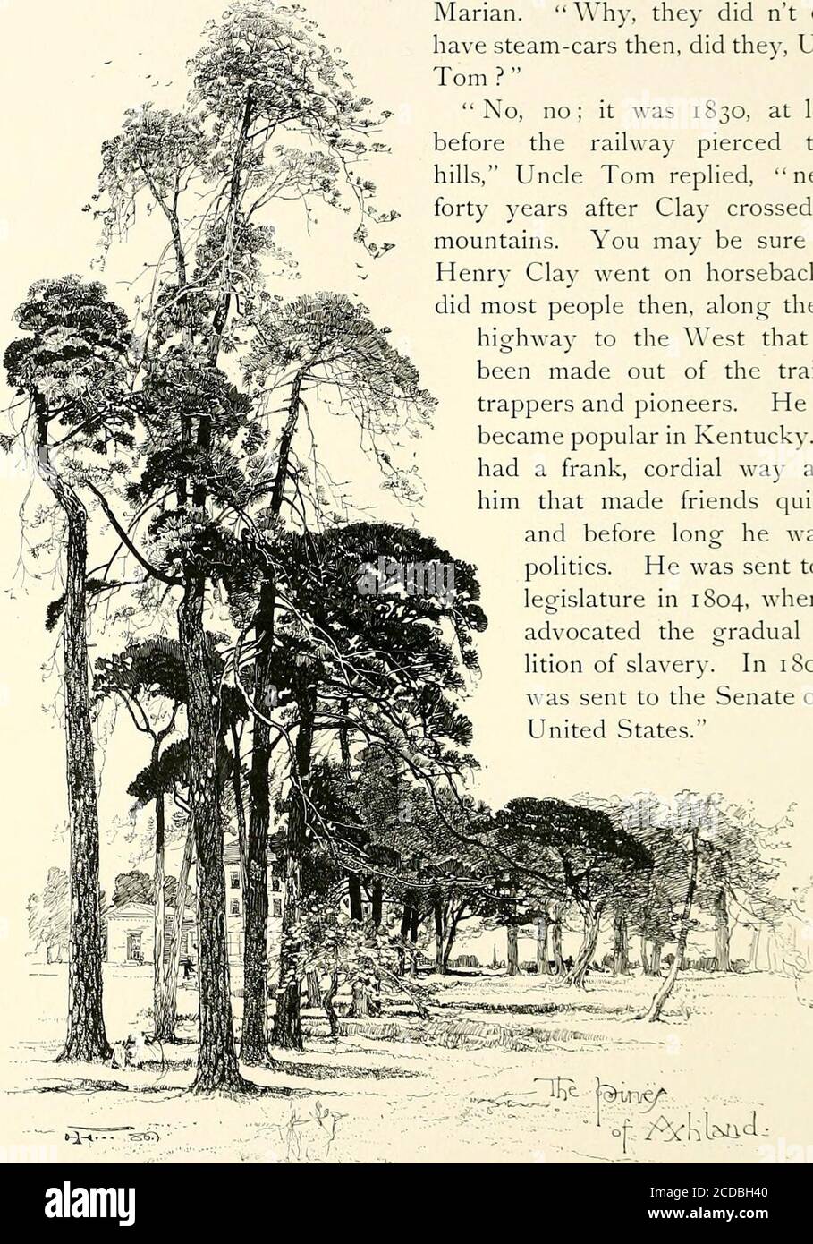 . Das Jahrhundert Buch der berühmten Amerikaner: Die Geschichte von einer jungen Menschen Wallfahrt zu historischen Häusern. Im Alter zu Richmondand beginnen im Leben als Anwalt zu bekommen. Im Jahr 1797 beschloss er, seine Geschicke im Jahr 146 DAS JAHRHUNDERT BUCH DER BERÜHMTEN AMERIKANER eine neue Region versuchen, und zog über die Berge in Kentucky, Einsiedlung in Lexington - die Stadt, für die wir gebunden sind. Ich Wette, 11 er nicht in einem Salon Auto, obwohl, sagte Jack. Natürlich tat er es nicht, sagte Marian. Warum hatten sie damals noch keine Dampfautos, haben sie, UncleTom? Nein, nein; es war 1830, zumindest, bevor die Eisenbahn die Hügel durchbohrt hat, Onkel Tom repli Stockfoto