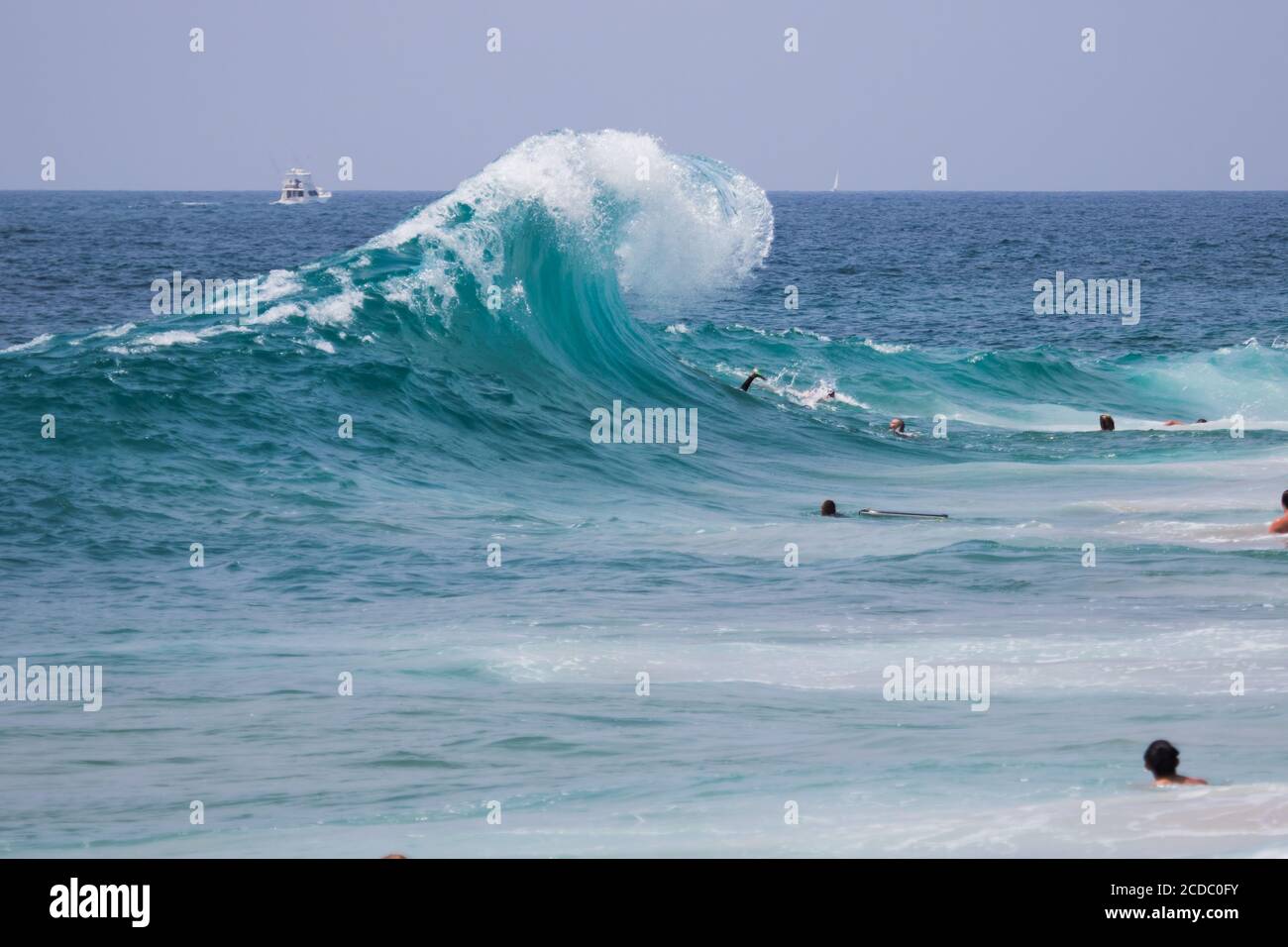 Wellenbrecher am Strand von Cylinders Newport Beach California USA Stockfoto