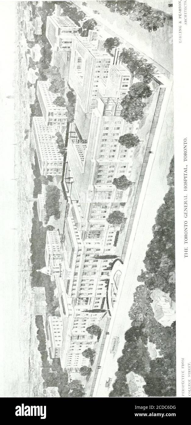 . Construction: Eine Zeitschrift für die Architektur-Engineering und Contracting Interessen von Kanada. KRANKENHAUS. TnRnNT( IM EINGANG DES VERWALTUNGSGEBÄUDES. RiAKLI-NG .V IKAKSON..VKrillTKlTS. 413. 414 das Toronto General Hospital, Toronto DAS KRANKENHAUS, das das Ergebnis jahrelanger konsequenter Arbeit seitens der Treuhänder darstellt, ist ein Denkmal für ihre unermüdliche Energie und Begeisterung. Es umfasst siebenhundert Patienten und nimmt neun Hektar Land ein und markiert einen entschlossenen Fortschritt im Krankenhauswachstum des Dominion. Die Website kostete 600,000 Dollar, während die Gesamtausgaben für bui Stockfoto
