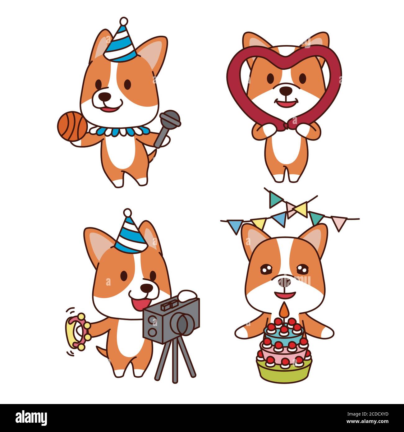 Set von Tier Emoticon. Cartoon Hund in verschiedenen Job-Zeichen Illustration 012 Stock Vektor