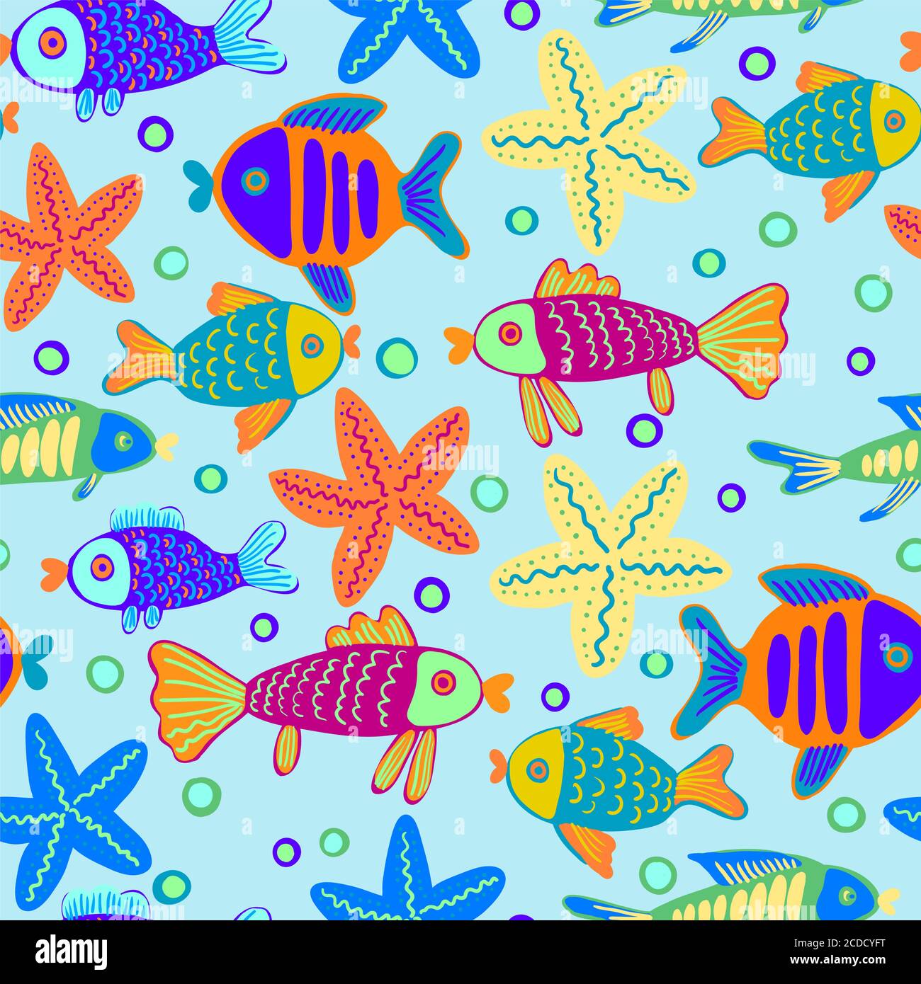 Meer Leben niedlich Doodle abstrakte Kinder Muster Stock Vektor