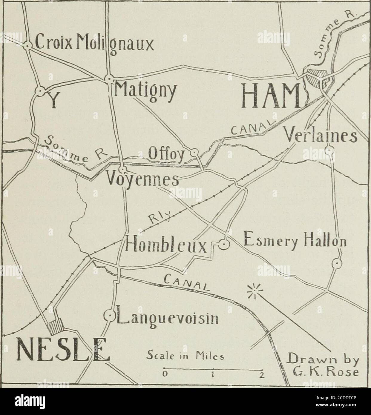 . Die Geschichte der 2/4. Oxfordshire und Buckinghamshire Light Infantry . nkment in Hombleux, denn es war gefürchtet, dass der Feind bereits begonnen hatte, dieSomme in Ham zu überqueren. Am Morgen des 23rdDavenport erhielt peremtory Befehle, um acounter-Angriff gegen die Stadt mit dem Ziel der Wiedererlangung des Besitzes seines Brückenkopfes zu machen. Es kam zu einem übersehbaren Erfolg; Verlaines wurde von theenemys Patrouillen befreit, und der Vormarsch erreichte das ridgeöstlich dieses Dorfes. Mit frischen Truppen, die auf einem konzertierten Plan agieren, hätte etwas erreicht werden können. Daven-Ports Männer waren eine unorganisierte Mischung o Stockfoto