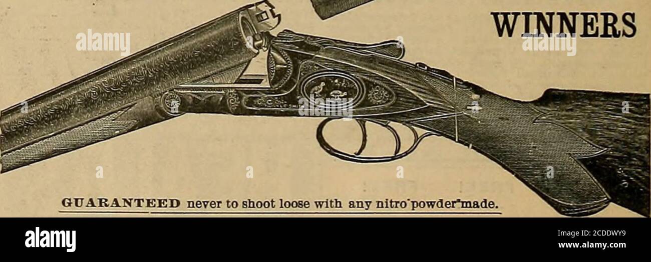 . Züchter und Sportler . ?,Y PefM ill balaflcM i?t^,sfrar^- auc- REMINGTON/^M5©  ^ – ILION NY – ^^/3BKOADWAy, HEWYORK- wk REMINGTON [^ REMINGTON [   Remington Waffen, die von allen Waffenhändlern verkauft werden. .6®* Catalognea auf Applikagelion. PACIFIC COAST DEPOT, 435-427 Market St., San Francisco, Cal. L. C.SMITH ^^ GEWEHRE . ABE-GEWINNER. GARANTIERT nie lose mit nltropowdermade schießen, brach AKTHCK WEBB 98 Tareets aus 100 mit seinem neuen I.. C. SMITH Gnn beim Alert GunClub Shoot. Birds Point. April 18S9. L. G. SMITH Waffen werden hergestellt und garantiert von der HUNTER ARMS CO. FUL Stockfoto