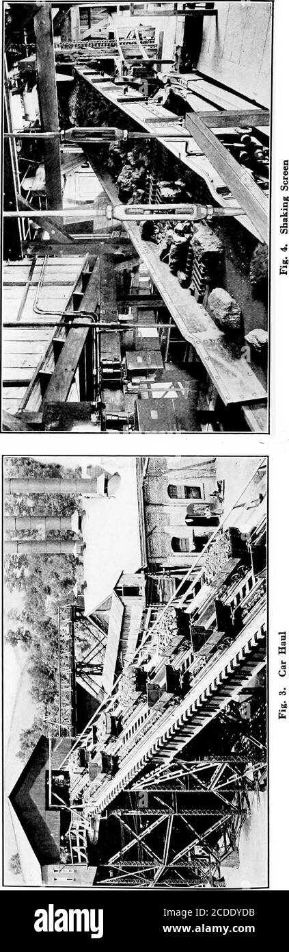 . Material Handling Cyclopedia; ein Nachschlagewerk, das Definitionen, Beschreibungen, Illustrationen und Methoden der Verwendung von Material Handling Maschinen in der Industrie eingesetzt. OHS sq >O. DIE PRÄPARATION PFLANZEN 637 Bruchteil eines Zoll entfernt von der rotierenden trunnion. Nach dem Ausfahren des Abzugs durch den Bediener wird ein kompletter Zyklus ohne weitere Aufmerksamkeit durchgeführt. Wo es gewünscht wird, die Minenwagen von einer unteren Ebene bis zum Abladepunkt des Tippels zu bringen, wird es mittels eines Autoschleppers, der die getappten Autos eine Steigung nach oben schiebt, wie in Abb. 3. Nach theyare entleert sie automatisch pa Stockfoto