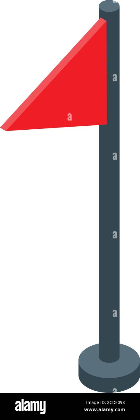Fahrschule rote Flagge Symbol, isometrische Stil Stock Vektor