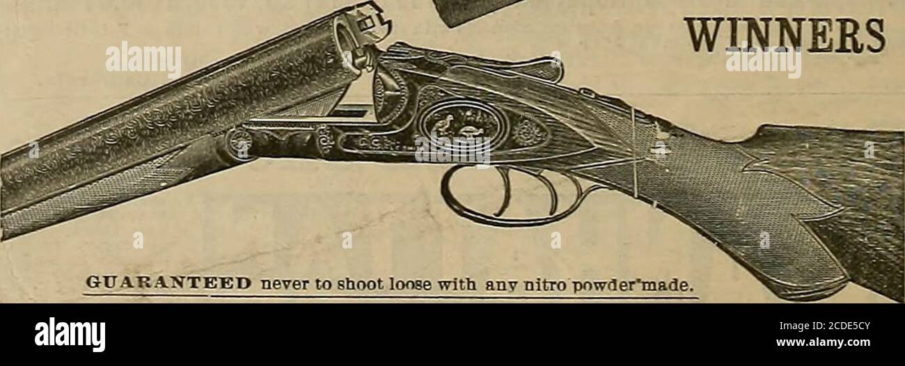 . Züchter und Sportler . REAWGTONHRM5© – IL10N,NY- – P/3BKOADWAY. NEW YORK. M REMINGTON^ REMINGTON j   w RE NI NGTO N REliI NGT0 N Remington .Guns verkauft vonAll; Gun; Händler. Kataloge auf Applikaion. PACFFIC COAST DEPOT, 4^5-437 Market St., San Francisco, Cal. L. C.SMITH ^ GEWEHRE ABE GEWINNER SEST Durchschnitt – drei dass in Kansas City, April 26-29 – gewann durch GOLD DUST 368 von 400.. 6ITARANTEEP niemals lose mit Nitropulver^ade schießen. ARTHUR WEBB brach 98 Ziele von 100 mit seinem neuen L. C. SMITH Gnn beim Alert GunClub Shoot, Birds Point, 2. April 18S9. L. 0. SMITH G Stockfoto
