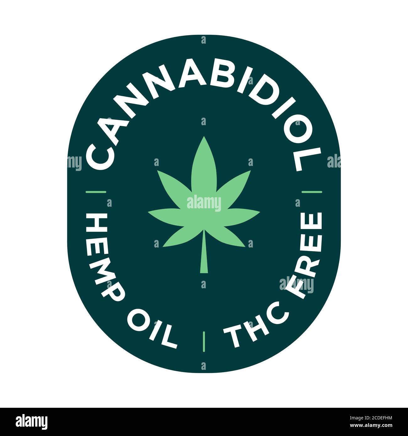 Cannabidiol Hanföl Symbol. THC-frei. Stock Vektor