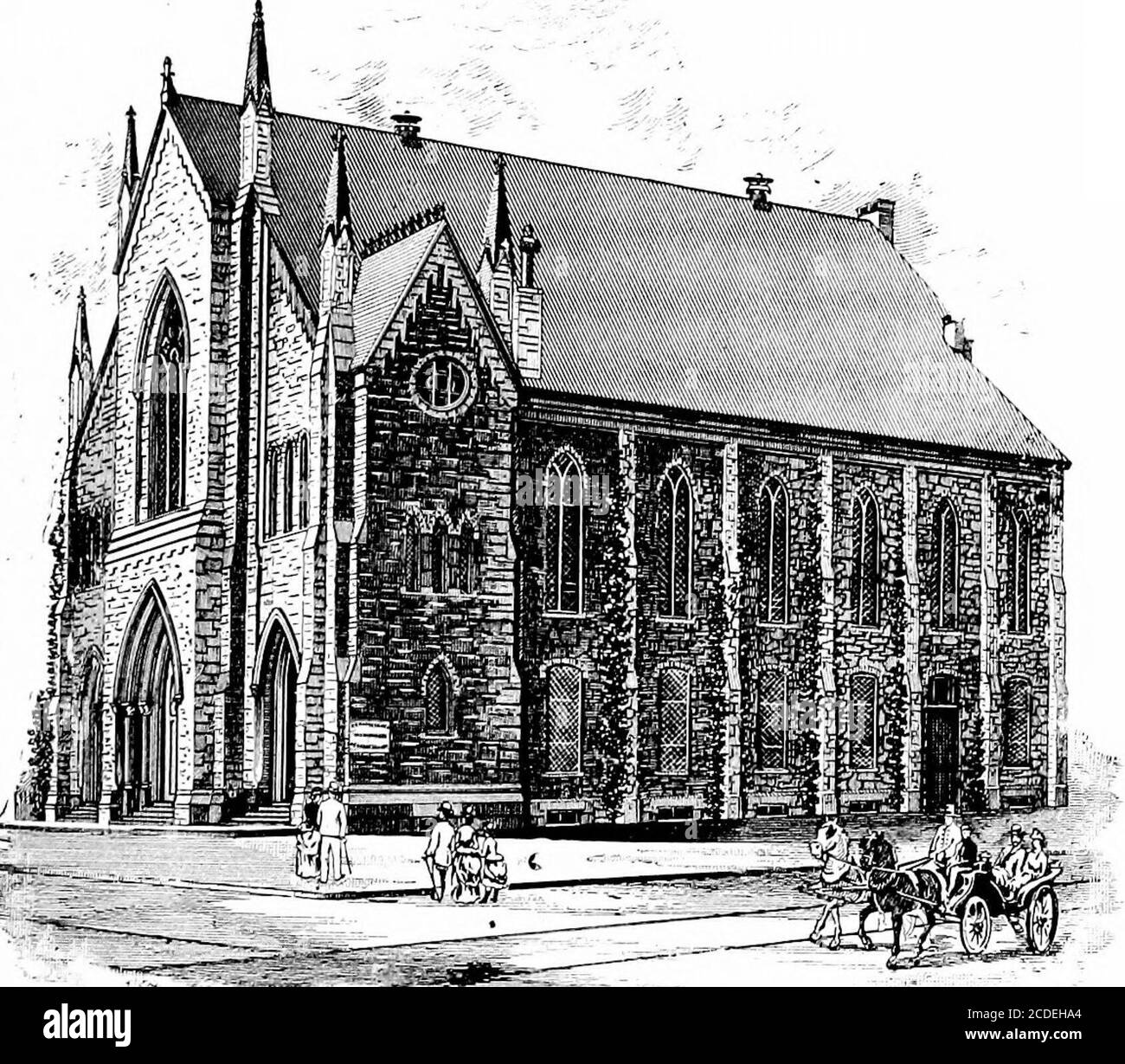 . Geschichte der Evangelisch-Lutherischen Synode von Ost-Pennsylvania: Mit kurzen Skizzen seiner Gemeinden. iah Lutherische Kirche, Philadelphia, hatte seinen Ursprung in einer Sonntag-Schule gegründet 18. Dezember 1859, von Mitgliedern der St.. Matthews Lutherische Kirche, während der Pfarrgemeinde von Dr. E. W.Hutter. Zu Ehren seines ersten und hingebungsvollen Superintendenten, C. Y.Barlow, wurde es, die Barlow Mission von St. Matthewschurch genannt. Die Schule wurde sechs Jahre lang weitergeführt, bevor die notwendigen Schritte unternommen werden konnten, um eine Gemeinde zu organisieren.nach mehreren Vorversammlungen fand am 12. Dezember eine öffentliche Versammlung statt. Stockfoto