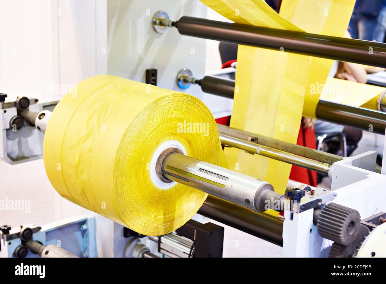 Maschine für die Herstellung von Plastiktüten Stockfoto