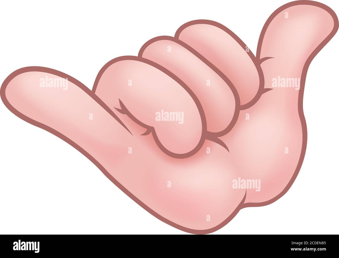 Shaka Hand Geste Zeichen Cartoon-Symbol Stock Vektor