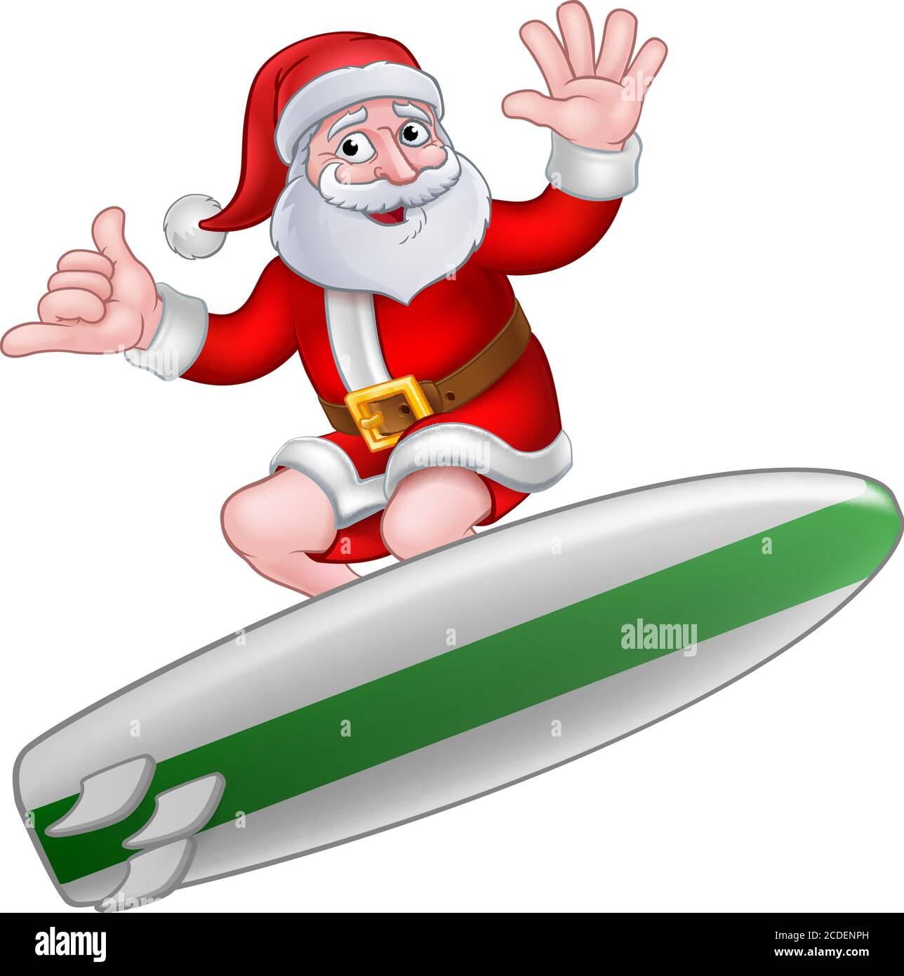 Santa Surfen Shaka Hand Weihnachten Cartoon Stock Vektor