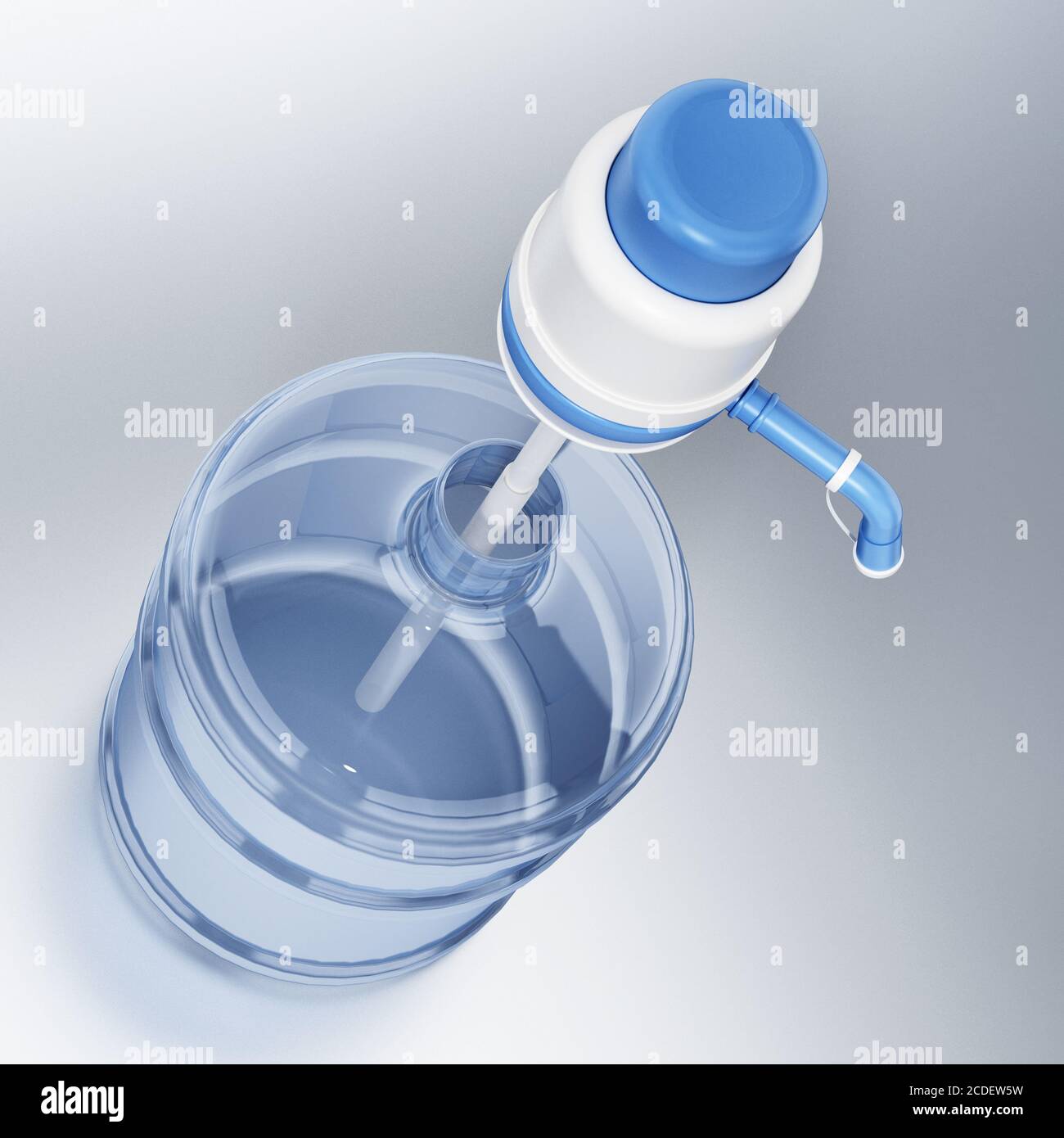 Generischer Wasserbehälter und Pumpe. 3D-Illustration. Stockfoto