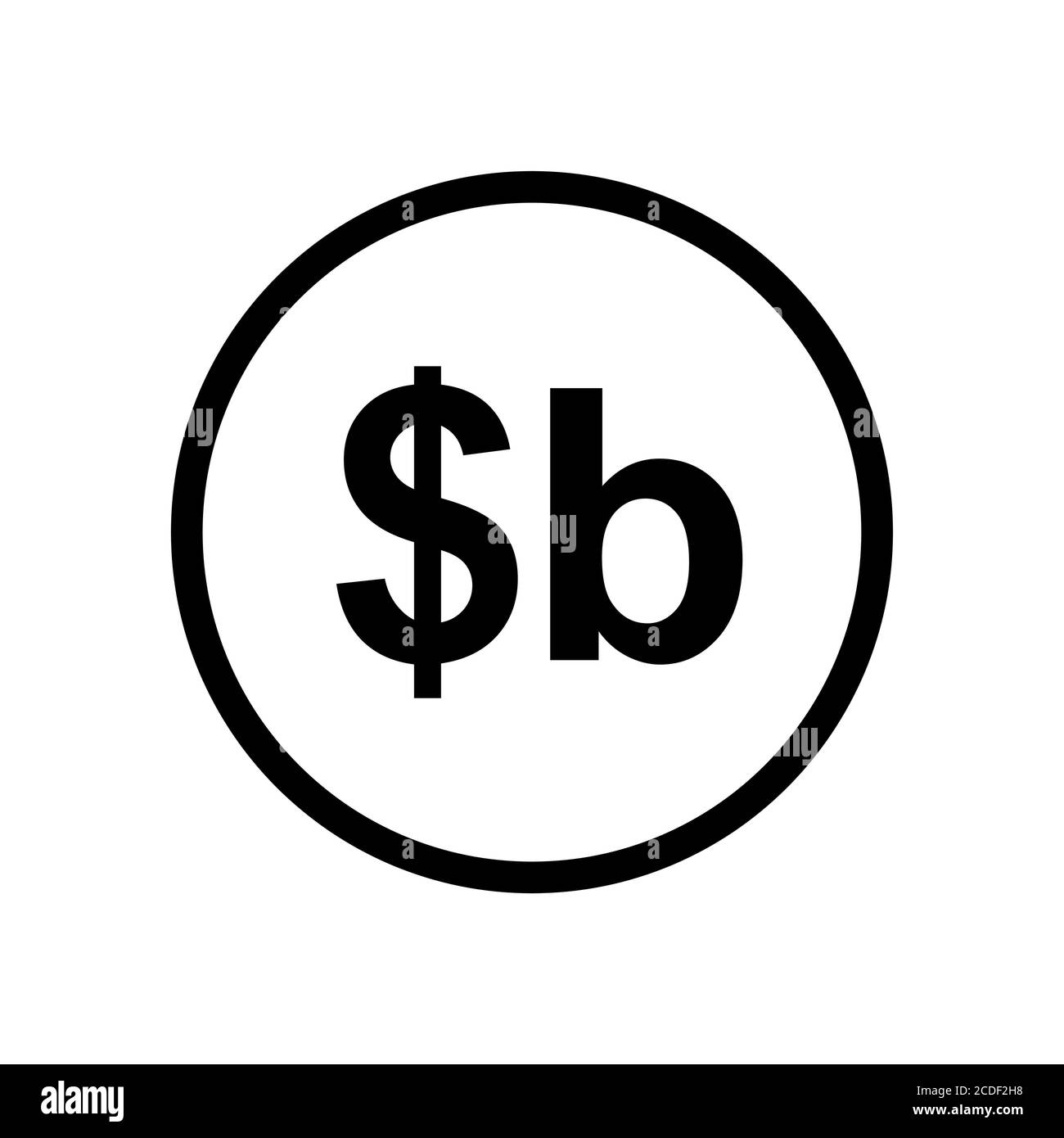 Bolivianische Münze (Boliviano) monochrome schwarz-weiße Ikone. Aktuelles Währungssymbol. Stock Vektor