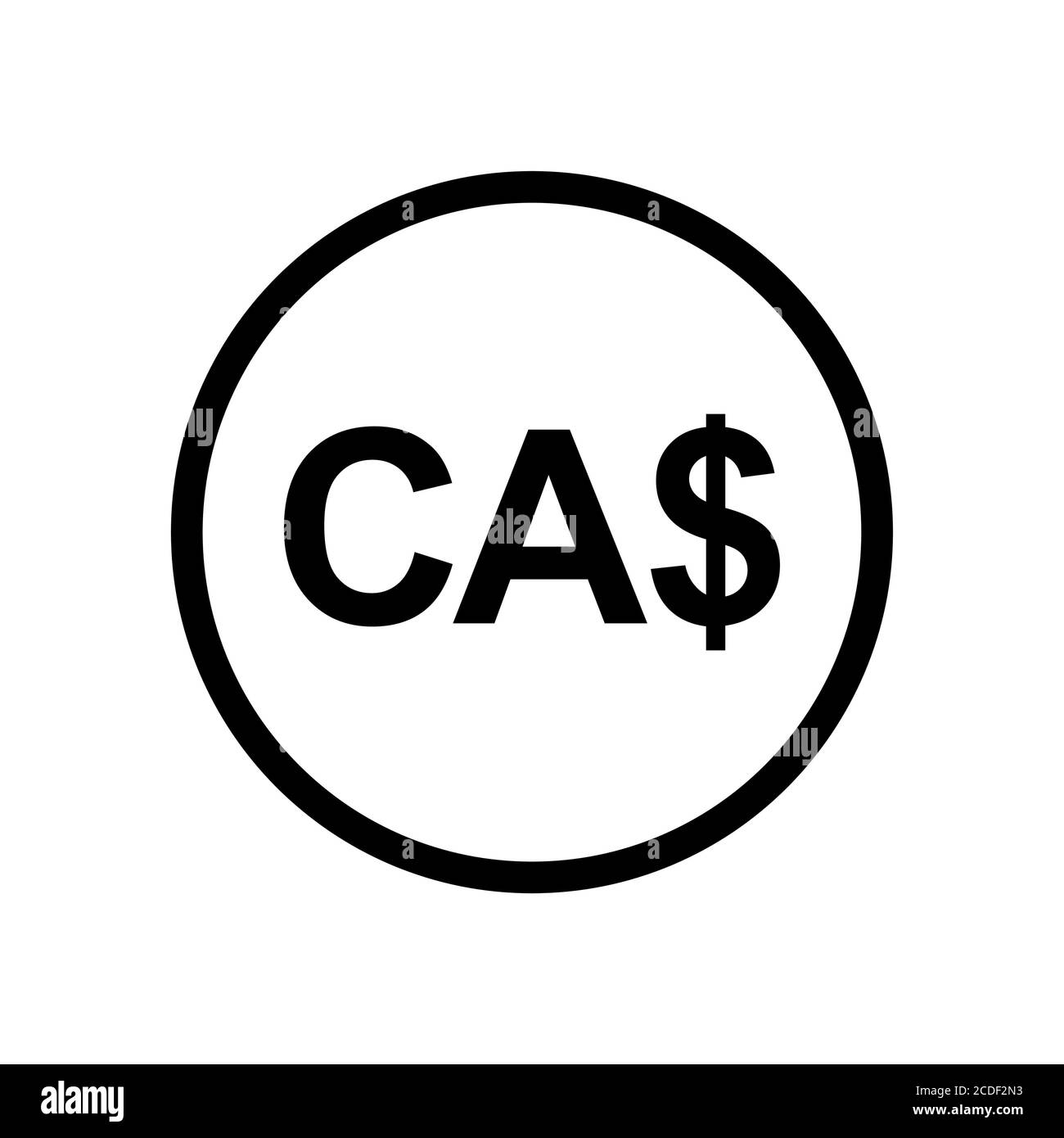 Canadian Dollar Symbol Münze monochrome schwarz-weiß Symbol. Aktuelles Währungssymbol. Stock Vektor