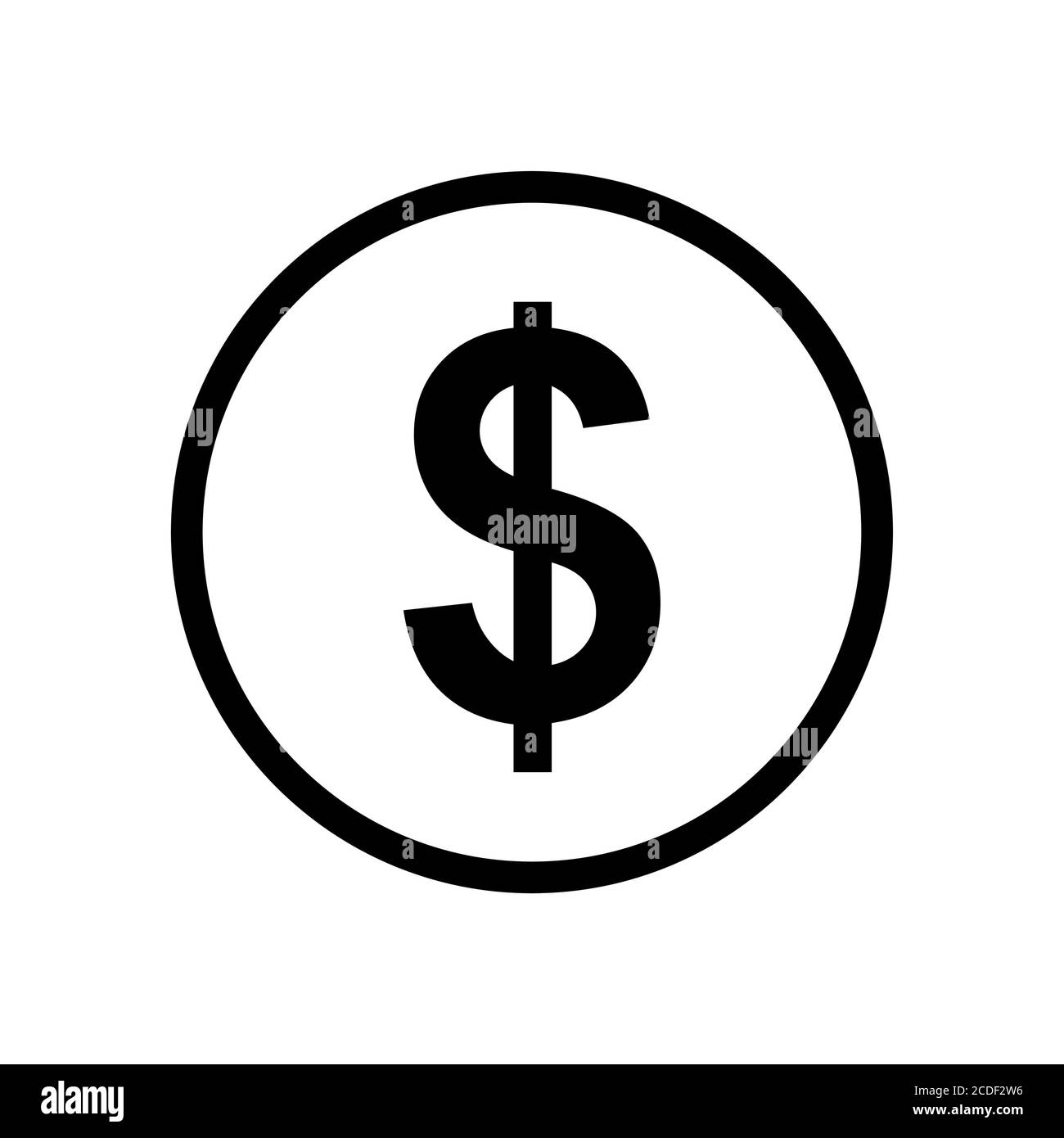 Dollar-Münze monochrom schwarz-weiß-Symbol. Aktuelles Währungssymbol. Stock Vektor