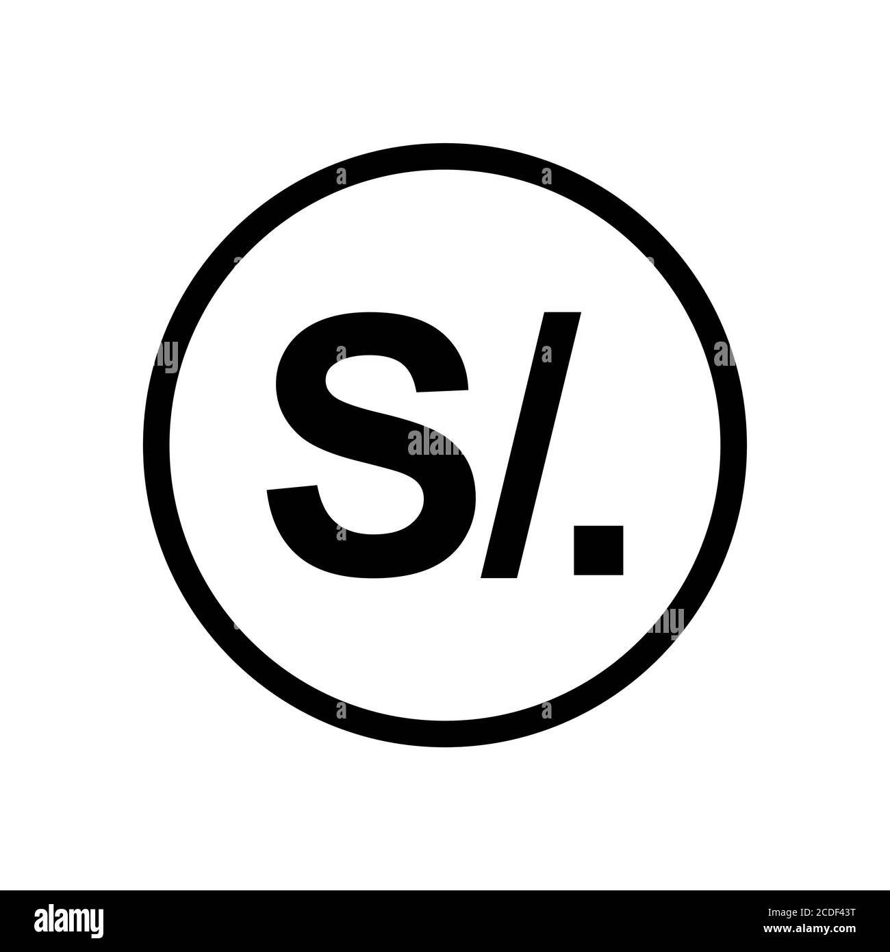 Nuevo Sol Münze monochrome schwarz-weiß-Symbol. Aktuelles Währungssymbol. Stock Vektor