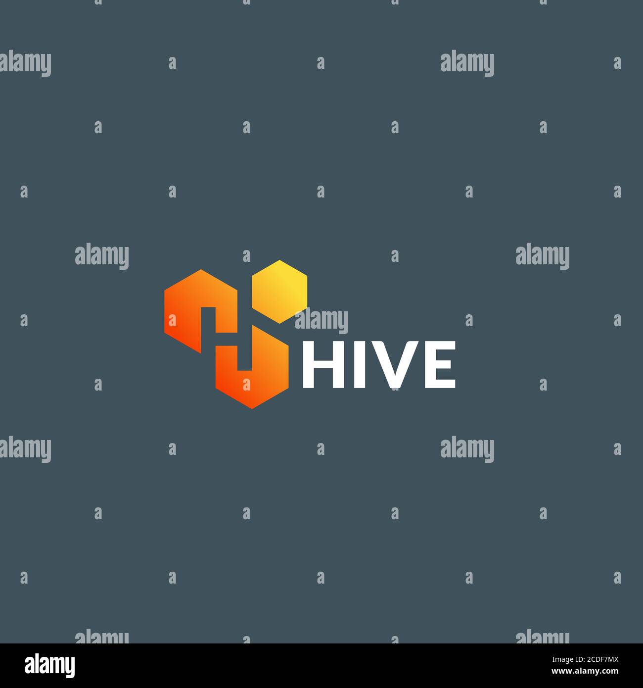 Hive Cells Absstract Vector Sign, Symbol oder Logo Template. Honigkamm mit Incorporated Letter H. Gradient Icon mit moderner Typografie. Premium Dunkel Stock Vektor