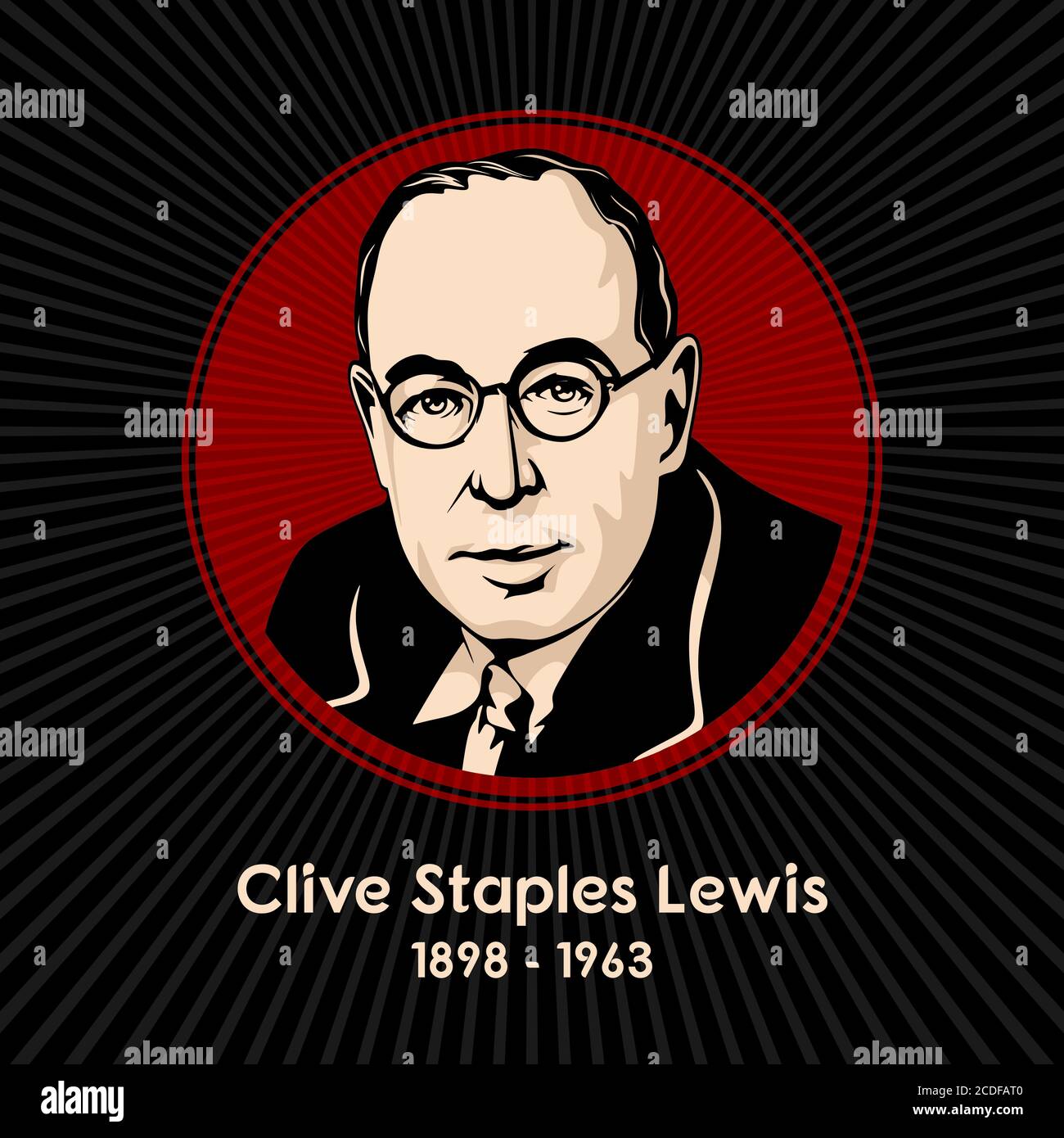 Clive Staples Lewis (1898 - 1963) war ein britischer Schriftsteller und Laientheologe. Stock Vektor