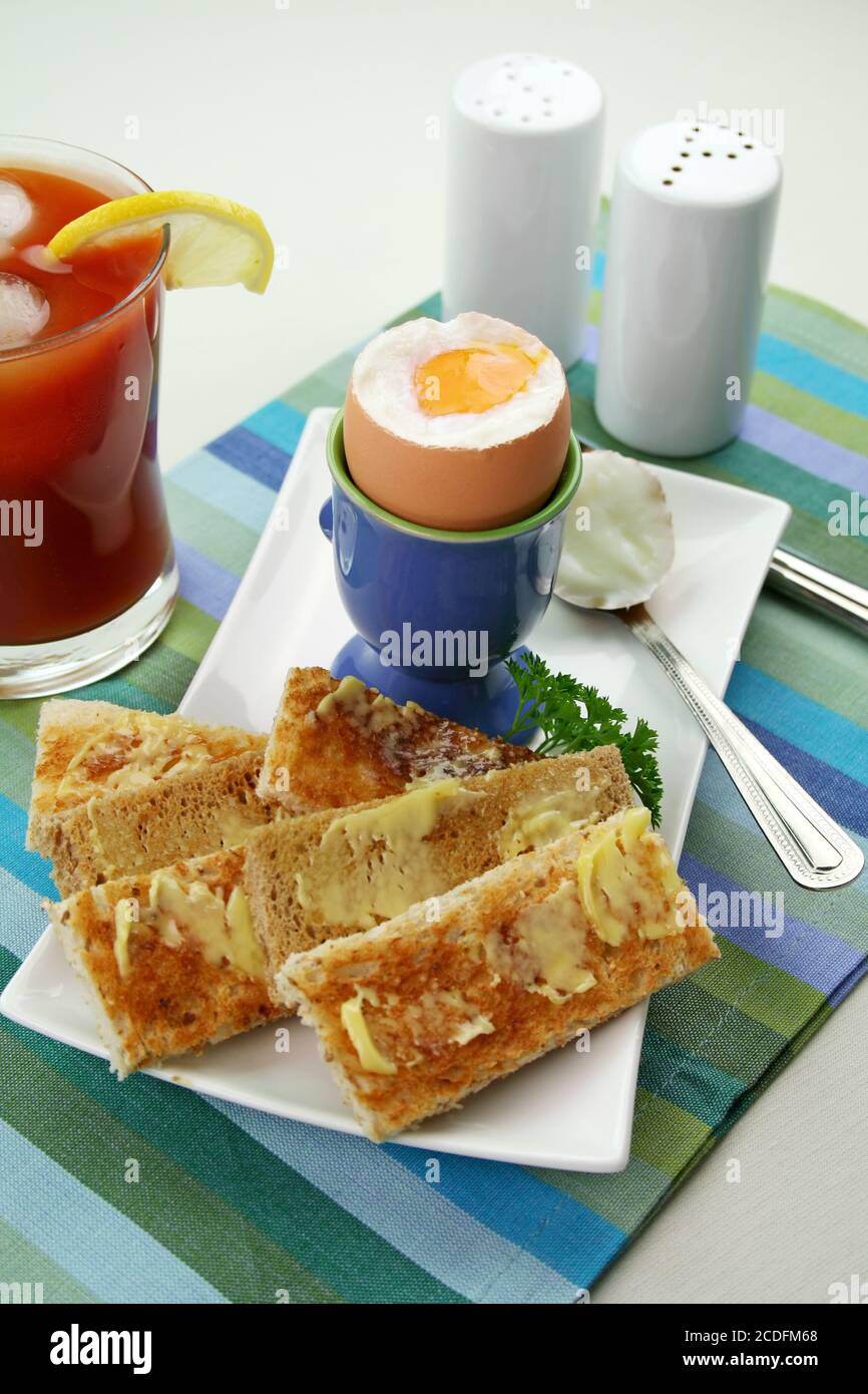 Gekochtes Ei-Frühstück Stockfoto