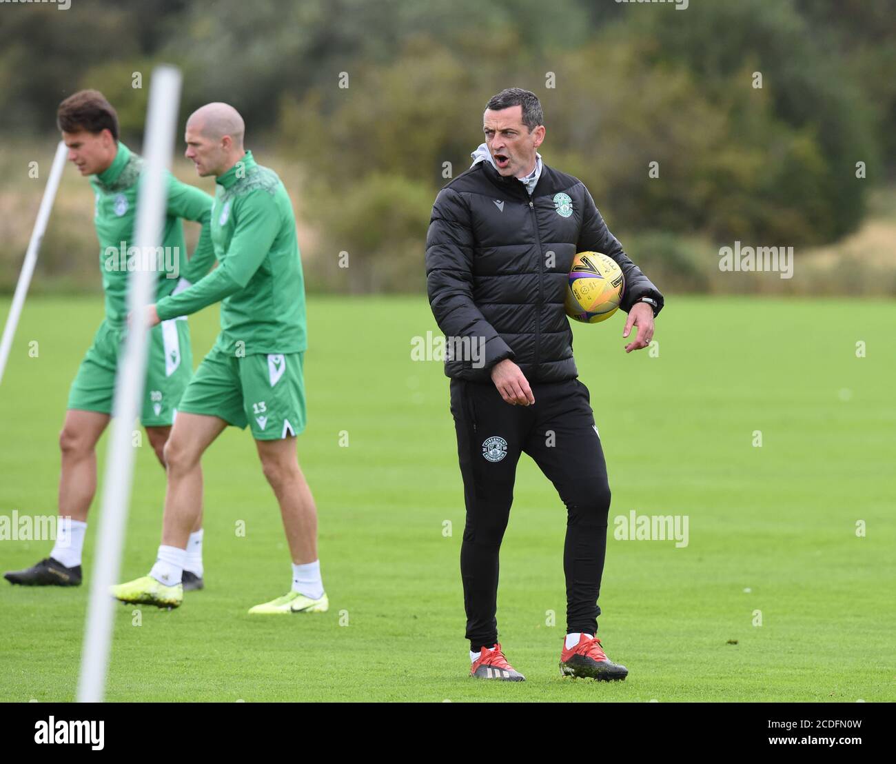 28. August 20, Ormiston, East Lothian, Schottland. VEREINIGTES KÖNIGREICH. Hibernian Training Session for Sundays SPL match vs Aberdeen Credit: eric mccowat/Alamy Live News Stockfoto