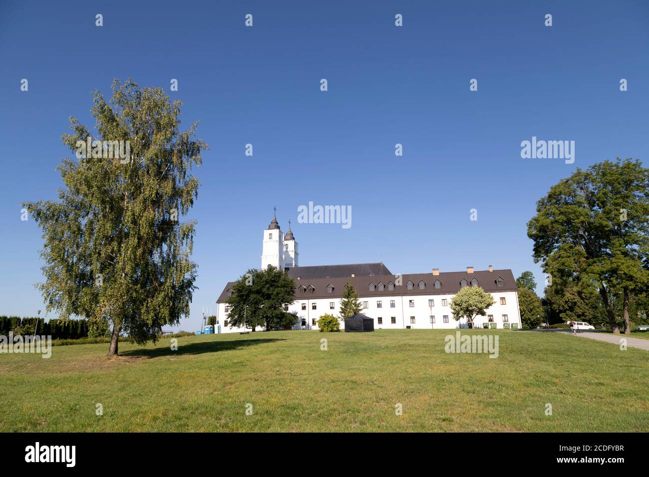 Basilika von Aglona anlässlich der Feier der Himmelfahrt Mariens (15. August) in der lettischen Region Latgale. Stockfoto