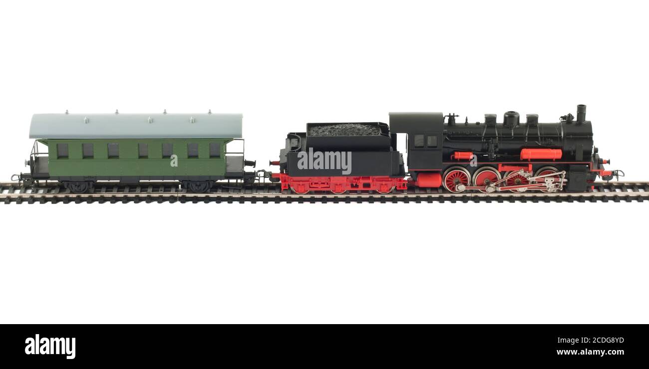 Spielzeug Dampfzug und Kaboose Stockfoto