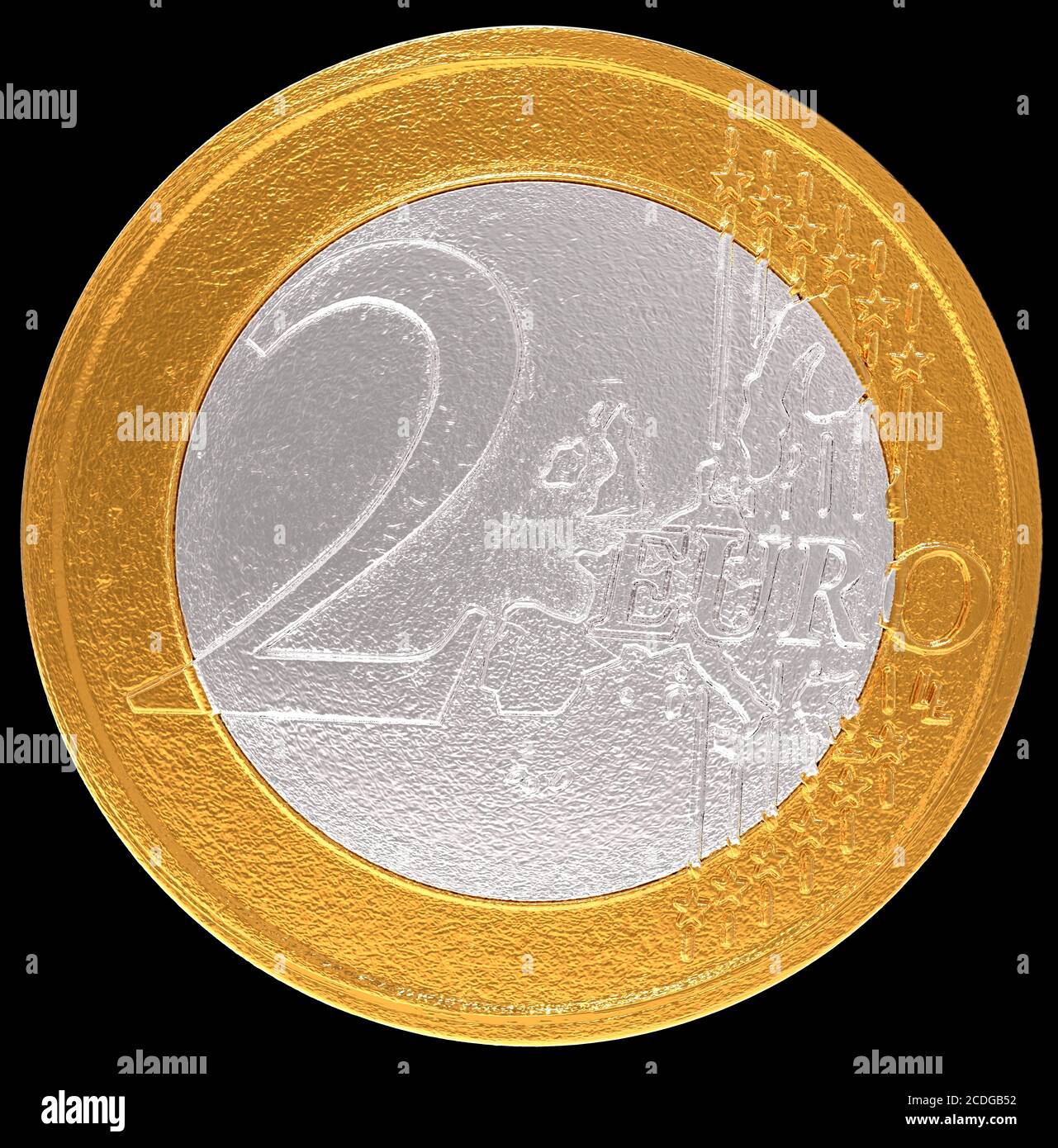 2 Euro: Währung der Europäischen Union Stockfoto