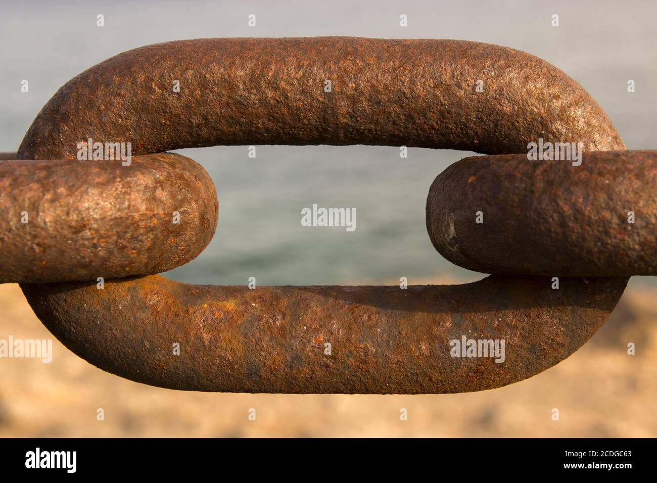 Nahaufnahme einer rostigen Kette Stockfoto