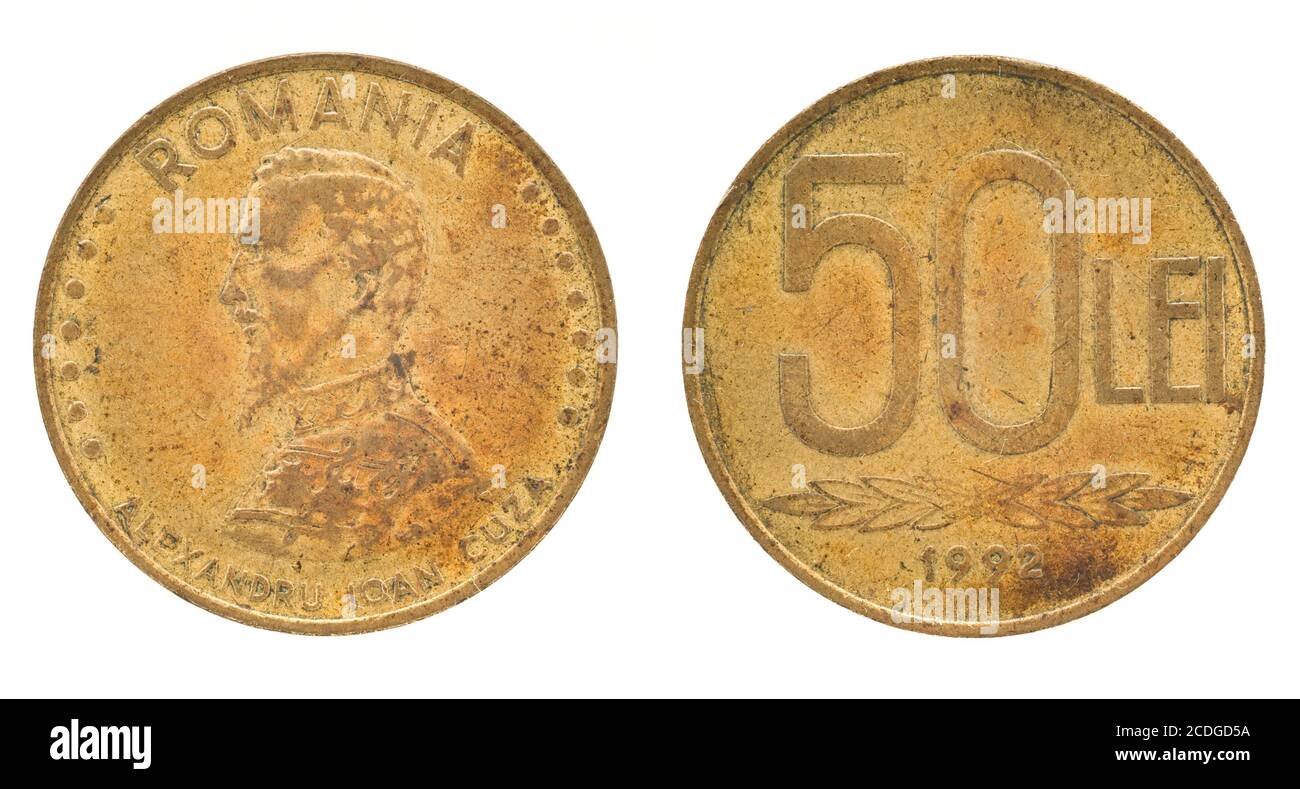 50 Leu - Rumänisches Geld Stockfoto