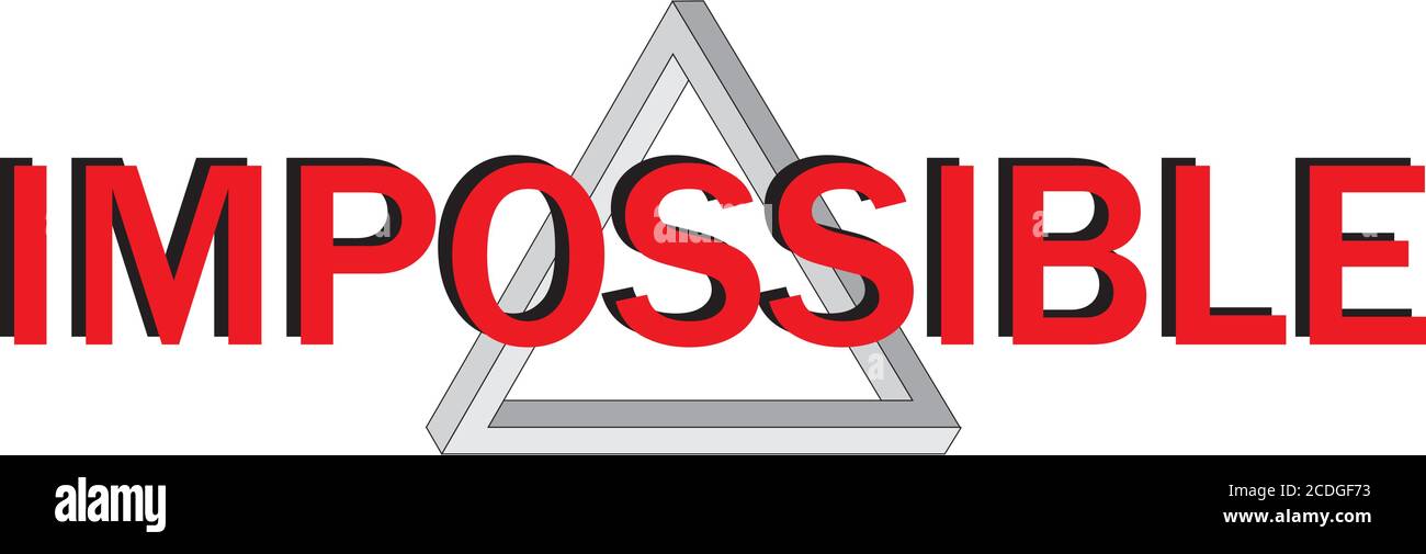 Red Word Impossible mit Penrose Impossible Triangle, Vektordarstellung Stock Vektor