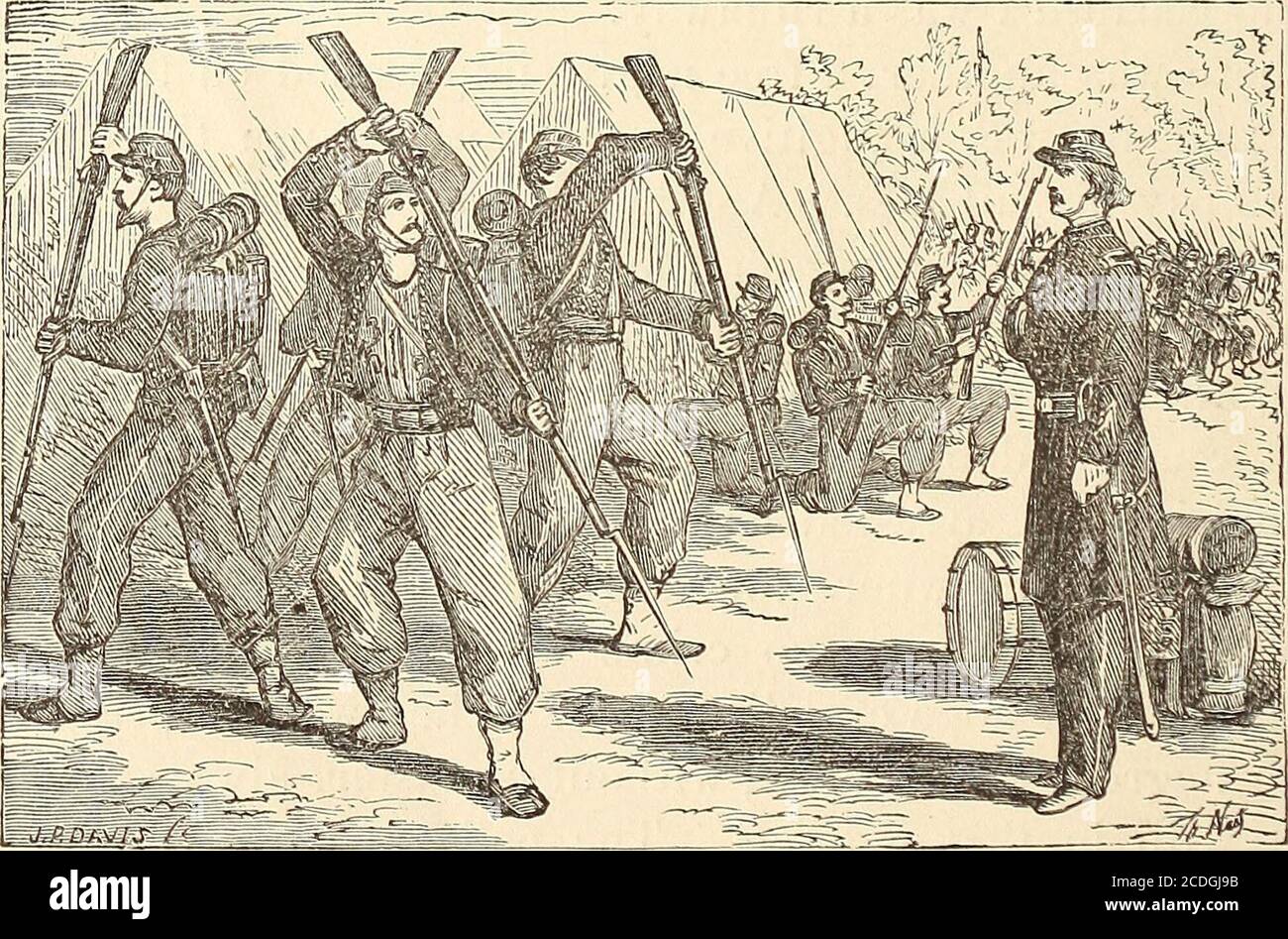 . Die Jungen von '61; oder, vier Jahre des Kampfes. Persönliche Beobachtung mit der Armee und der Marine, von der ersten Schlacht von Bull Run bis zum Fall von Richmond . o get out, Sir, und ähnliche Ausdrücke. Sie folgten mir in den Gang, blickten durch die Gittertür, und als ich Good by.Boys sagte, kam ein Chor von U Good byes und Gott Blessyous. Ich suchte das Zimmer von Senator Wilsons und informierte ihn über das, was ich miterlebt hatte, und las die Memoranden, die im Gefängnis genommen wurden. Die Augen dieses wahrhaftigen Mannes blitzen mit rechtschaffener Ungnade auf. Wir werden davon sehen, sagte er und sprang zu seinen Füßen. Er besuchte das Gefängnis, s Stockfoto