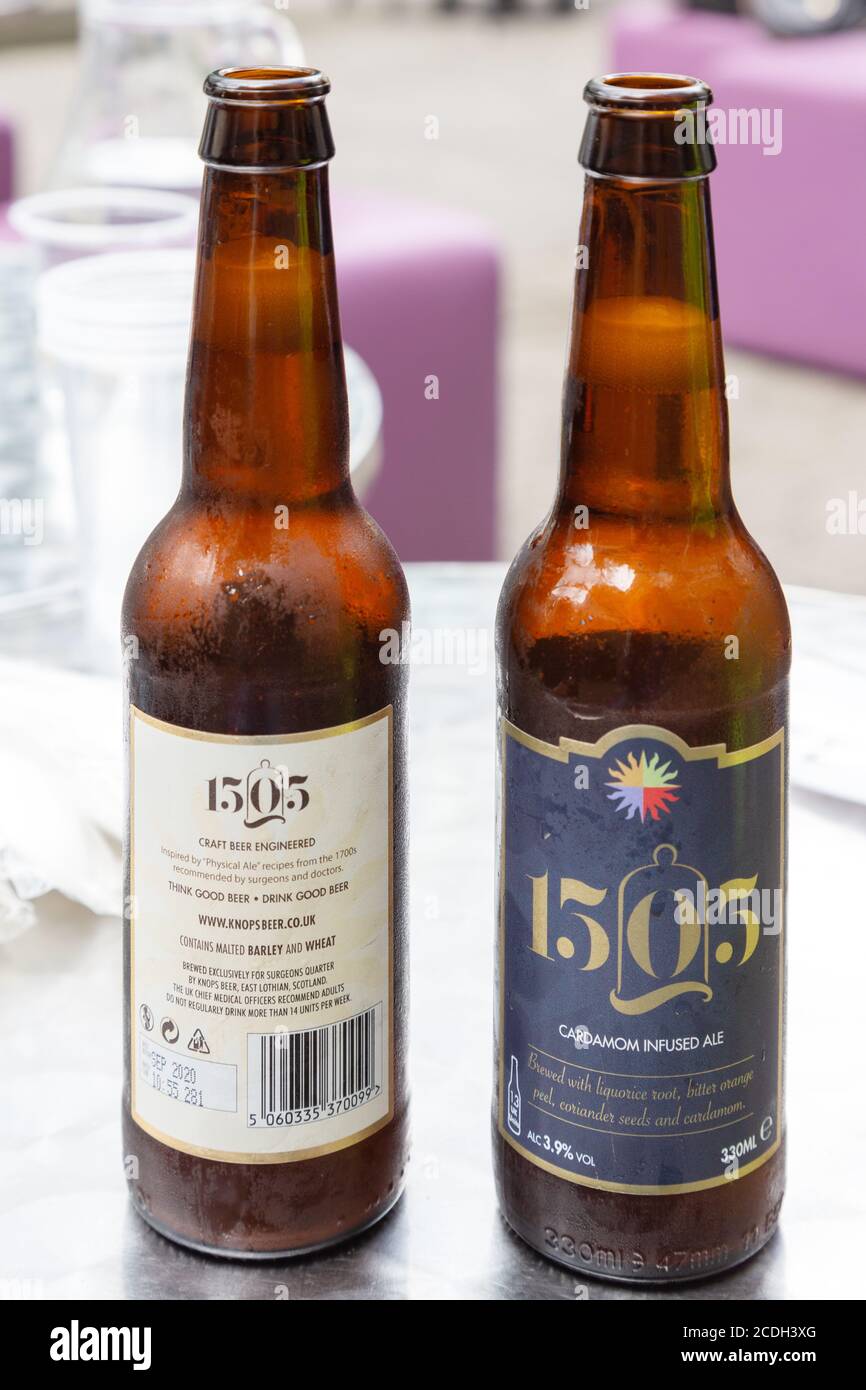 Schottisches Bier - Flaschen von 1505 Craft Beer, Edinburgh Schottland UK Stockfoto