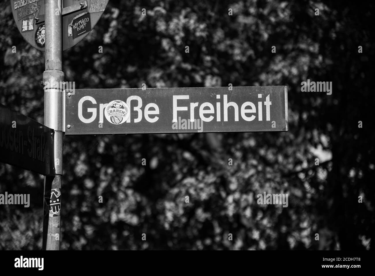 Straßenschild große Freiheit Stockfoto