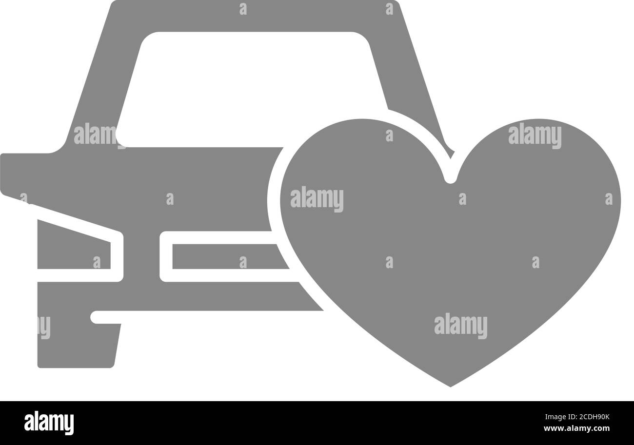 Auto mit grauem Herzsymbol. Kfz-Versicherung, wie, Feedback-Symbol Stock Vektor