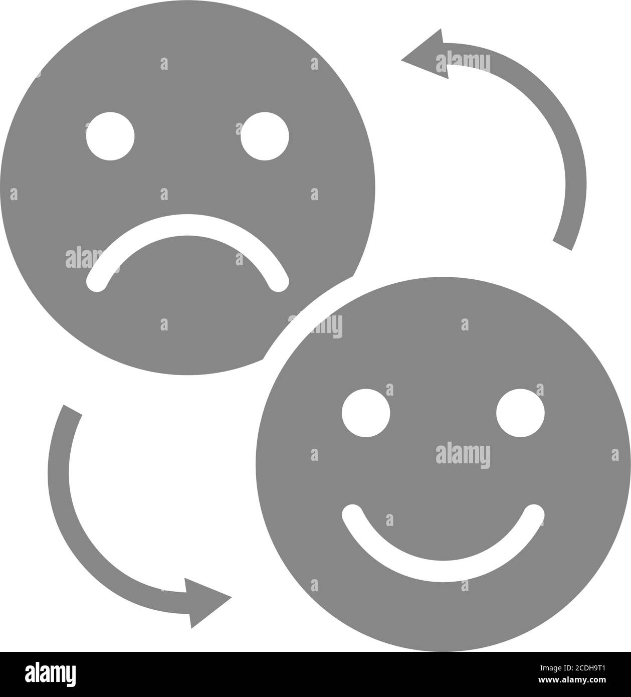 Ändern des positiven und negativen Emoji-grauen Symbols. Symbol für den Austausch von Emotionen Stock Vektor